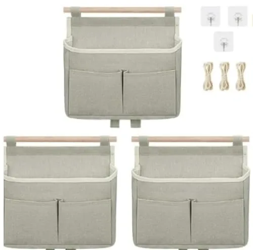 ZLKRHAK 1 Set Mit 3 Aufbewahrungsbeuteln Aus Baumwolle Und Leinen, Hängeaufbewahrungsbeutel Hinter Der Tür, Aufbewahrungsbeutel Für Die Wand, Geeignet Für Spielzeug, Kleidung, Kleinteile Usw.