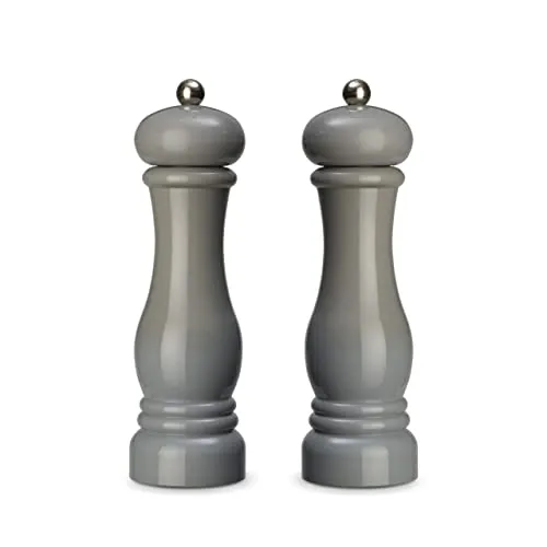 Echtwerk 2-teiliges Gewürzmühlen Set, Salz- und Pfeffermühle aus hochwertigem ABS-Kunststoff, Keramikmahlwerk, Manuelle Mühle, Ideal für Gewürze wie Pfeffer, Salz und Chili, Grau, 21 cm