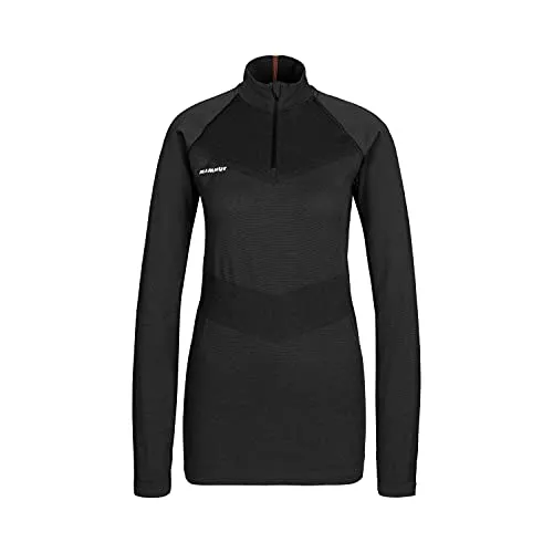 Mammut Trift Half Zip Longsleeve Women black (0001) XS - Damen Midlayer für Skitouren und Freeskiing, ideal für kalte Temperaturen mit innovativer Merinowolle-Polyamid-Kombination für Wärme und Komfort.