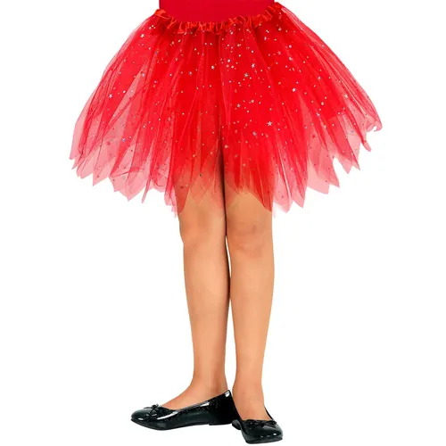 Tüllrock mit Glitzer Rot 30cm Ballerina Tutu Unterrock Balletttänzerin Tanzrock