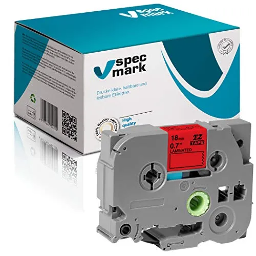 specmark Schriftband TZe-441 18mm x 8m Schwarz auf Rot Band kompatibel mit Drucker Brother PT P-touch AZe-441 EZe-441 TZ-441 TZ2-441