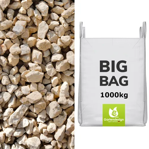 Vanilla Sun Splitt 16/32mm - 1000 kg BigBag - Hochwertiger Splitt für den Garten- und Landschaftsbau. Ideal für dekorative Anwendungen und als Unterbau, verpackt im praktischen BigBag.