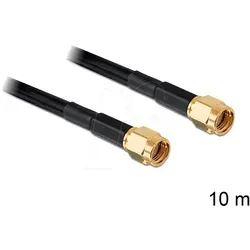 DELOCK 88658 - HF Antennenkabel 10 m RP-SMA Stecker - WLAN-Antennen/Kabel für optimale Signalübertragung, ideal für Hochfrequenzanwendungen mit geringer Dämpfung von nur 0,59 dB pro Meter bei 2,4 GHz.