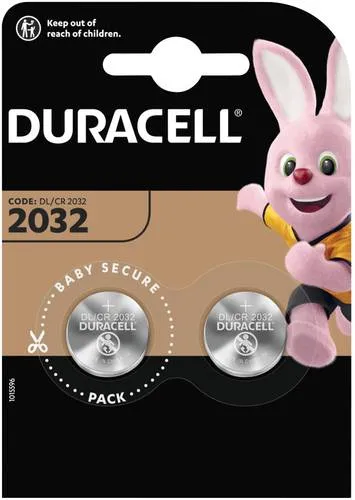 Duracell Knopfzelle DL CR 2032 - 2er Pack, 3 V Lithium mit 220 mAh, langlebig und bis zu 10 Jahre lagerfähig für zuverlässige Energieversorgung
