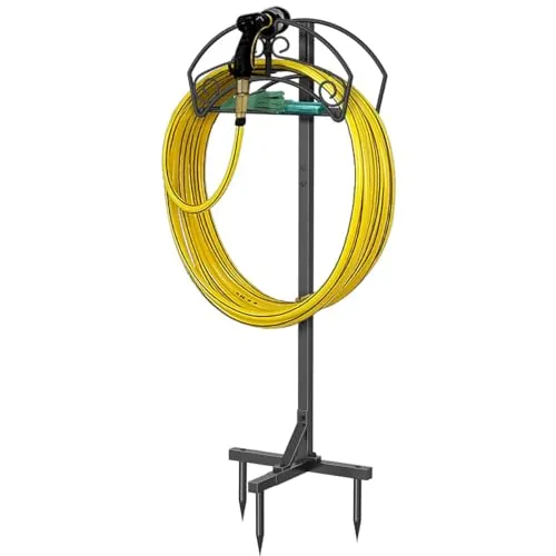 Bomclap Freistehender Gartenschlauchhalter aus Metall mit Ablagefach