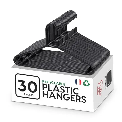 Iris Ohyama, Kleiderbügel, schwarz, 39 cm, 30 stück, Plastik, Kunststoff, CHM-39, Bügel, Platzsparend, Strapazierfähig, Hangers, Mantel, Hemd, Jacke