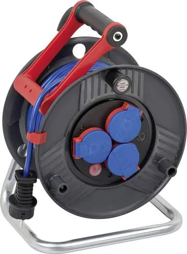 Brennenstuhl 1219850 Kabeltrommel 25.00m Blau - Kabeltrommel für den Außenbereich, 25m Bremaxx-Kabel, UV-beständig und bis -35 °C einsetzbar, ideal für Garten und Baustelle.