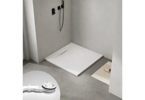WITEN&NOCK Duschwanne SMC Superflach Weiß 100 cm x 140 cm - Rutschfeste Duschwanne in stilvoller Steinoptik, ideal für moderne Bäder. Mit integriertem Siphon für eine einfache Installation.