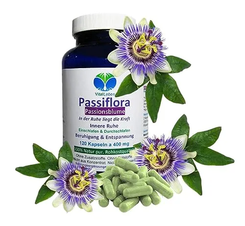 PASSIONSBLUME Passiflora Passion Flower 120 Kapseln HERZENSRUHE in der Ruhe liegt die Kraft [Einschlafen & Durchschlafen] + [Beruhigung & Entspannung] NATUR pur - OHNE ZUSATZSTOFFE 26675-120