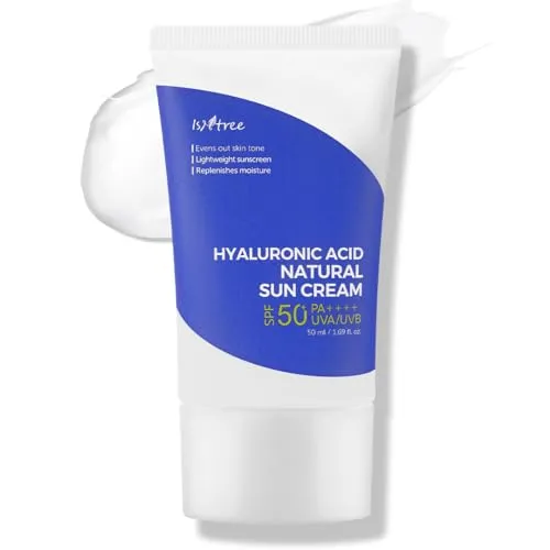 IsNtree Natürliche Sonnencreme mit Hyaluronsäure LSF 50 PA++++ 50 ml, 1,69 fl.oz | Gleicht den Hautton aus | Leichter Sonnenschutz | Spendet Feuchtigkeit