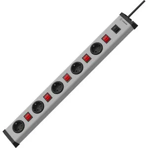 Ehmann Steckdosenleiste mit 1,5m Kabel, 5-fach in grau mit Schalter