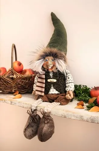 Dekoleidenschaft Kantenhocker Wichtel 50 cm in grün von Dekoleidenschaft