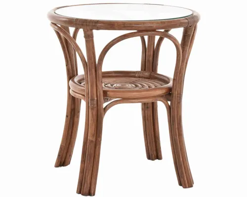 Rattantisch klein Ø 56 cm mit Glasplatte von Krines Home
