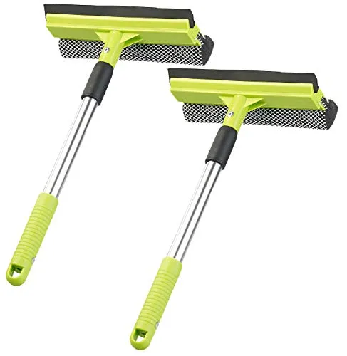 PEARL Fensterwischer: 2er-Set 2in1-Glas- & Fensterreiniger, Schwamm und Abzieher, ausziehbar (doppelseitiger Fensterreiniger, ausziehbarer Fensterwischer, Windschutzscheiben)