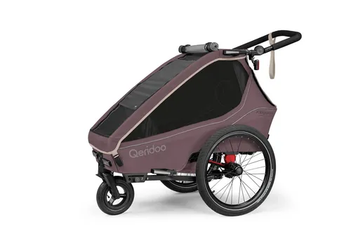 Qeridoo Kidgoo 1 - Kinderfahrradanhänger für 1 Kind in Wildberry Violet - Der Qeridoo Kidgoo 1 bietet Sicherheit und Komfort für kleine Entdecker ab 6 Monaten. Mit höhenverstellbarem Rückhaltesystem, 360° Belüftung und großzügigem Stauraum ist er perfekt für Abenteuer auf zwei Rädern.