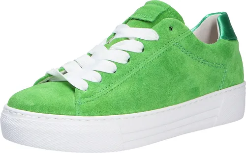 Gabor Sportliche Schnürschuhe Damen 31373538323635 Grün 40 1/2 EU - Sneaker aus weichem Veloursleder mit herausnehmbarer OptiFit Einlegesohle für individuellen Komfort und rutschfester Laufsohle für sicheren Halt.