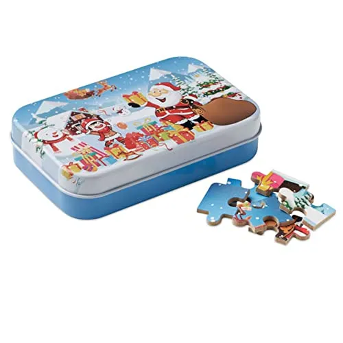 Weihnachtliches Holz Puzzle Kinderpuzzle 60 Teile für Kinder in Blechdose Kindergeburtstag Adventszeit