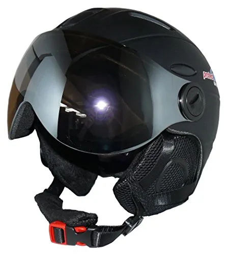 Skihelm MS95 schwarz matt mit Zwei Visieren klappbar - XL
