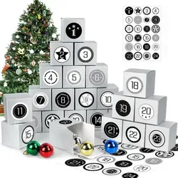 Adventskalender DIY zum Befüllen mit 24 Geschenkboxen - Kreativer Adventskalender zum individuellen Befüllen, ideal für Kinder (5–13 Jahre). Enthält 24 Schachteln und Zahlenaufkleber für eine festliche Überraschung.