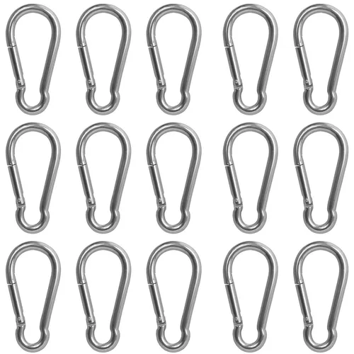 Edelstahl Karabinerhaken mit Schnappverschluss M4 Karabiner Haken (15 STK) - 4cm