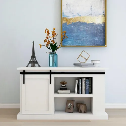 vidaXL Mini Schiebetürbeschlag Set 122cm - Türsicherungen für leises und müheloses Öffnen von Schranktüren, robustes Design aus pulverbeschichtetem Kohlenstoffstahl für Langlebigkeit und Strapazierfähigkeit