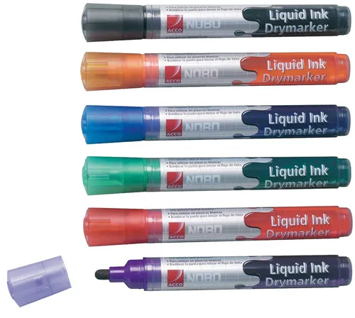 nobo Liquid Ink Whiteboard Marker Rundspitze 6er Set