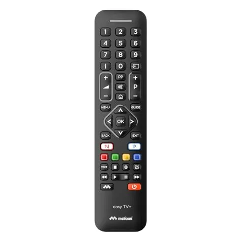 Meliconi Universalfernbedienung Easy Tv+, Universalfernbedienung für Smart TV mit Vollständiger Tastatur, Lernfunktion, Kindermodus und Freeze, Webunterstützung, Telefonischer Support, Universelle Kompatibilität