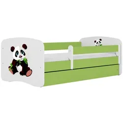 Raumhirsch Kinderbett Panda 2, Grün, 70x140 cm - Stabiles Kinderbett mit abnehmbarer Schutzschiene und geräumiger Schublade für Ordnung. Inklusive verstellbarem Lattenrost und waschbarer Matratze - ideal für ein sicheres und gemütliches Kinderzimmer.