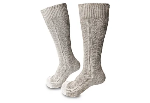 Steigenhöfer Manufaktur Trachtensocken für Herren und Damen – Socken mit Zopfmuster und Edelweißanstecker Oktoberfest Strümpfe aus Baumwolle für Männer & Frauen