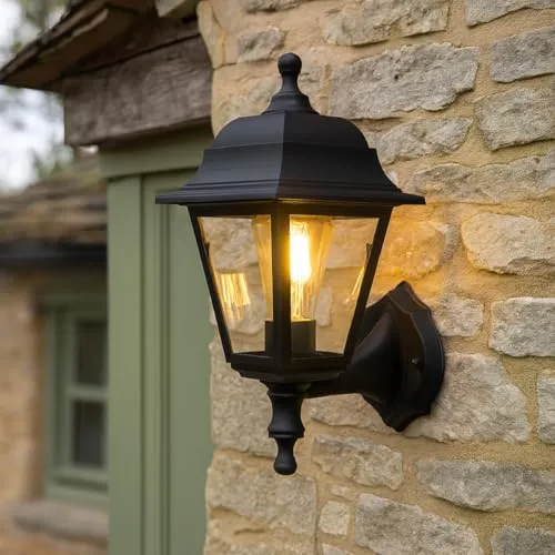 CGC Lighting Wandleuchte für den Außenbereich, schwarz - Wetterfeste Vintage-Wandleuchte für außen, ideal für Gärten und Terrassen, mit elegantem Design und IP44-Schutz.