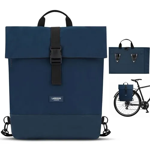 LARKSON Fahrradtasche Tammo Bike - 2-in-1 Rucksack & Gepäckträgertasche - Fahrradtaschen, wasserabweisend und aus recyceltem Material, ideal für urbane Pendler mit gepolstertem Laptopfach und Schnellzugriff auf Wertsachen.