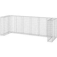 DELUKE 4er Gabionen Mülltonnenbox ESOL 110x325x100cm Mülltonnenverkleidung Für 4 Tonnen Gabionenwand