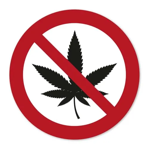 Aufkleber Cannabis verboten I rund Ø 10 cm I selbstklebend wetterfest I hin827