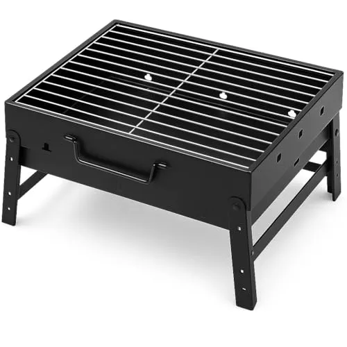 Tragbarer Holzkohlegrill im Kofferformat – Kompakter Grill mit Griff und entnehmbarem Ascheauffangbehälter – Ideal für Garten, Balkon, Camping, Picknick & unterwegs – Perfekt für mobile BBQs