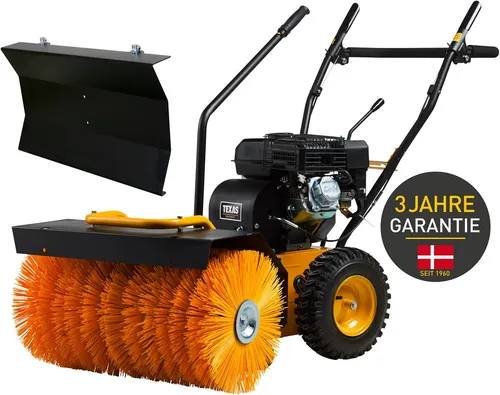 TEXAS Handy Sweep 650TG Kehrmaschine mit Schneeschild - Benzinbetriebene Kehrmaschine mit 60 cm Arbeitsbreite und 3 Gängen, ideal für Schnee- und Schmutzbeseitigung. Einfacher Start und variable Geschwindigkeitseinstellungen.