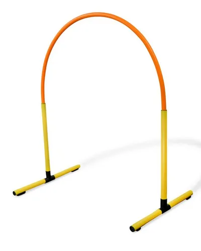 Superhund Agility-Slalom Hoop aus Kunststoff, Gelbe Basis mit farbigem Bogen Farbe Gelb/Orange