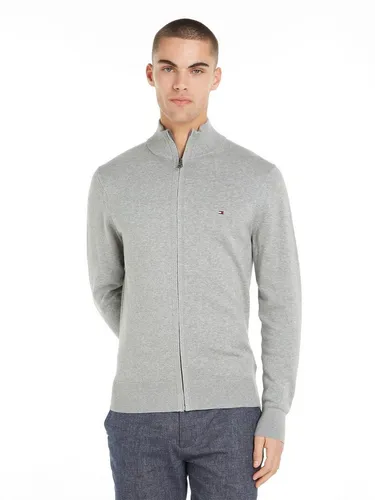 Tommy Hilfiger Cardigan PIMA ORG CTN CASHMERE ZIP THRU grau XXL - Herren-Strickjacke aus 95% Baumwolle und 5% Kaschmir, mit Stehkragen und durchgehendem Reißverschluss für einen lässigen Look.