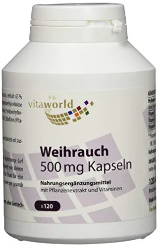 vitaworld Boswellia Weihrauch Extrakt 500mg, Original Boswellin® Extrakt, 350 mg Boswellinsäure pro Kapsel, Mit den B-Vitaminen B1, B2 und B6, Vegan, 120 Kapseln