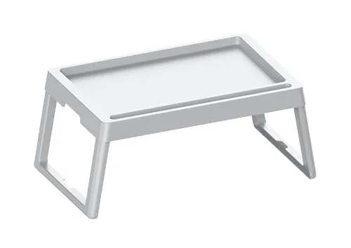 Go Practic Faltbare Betttisch Weiß, Serviertablett Schoß Schreibtisch, Laptoptisch, Betttablett mit Tassen Schlitz, zum Essen, Lesen, Arbeiten 25,5cm Klappbar Frühstückstablett