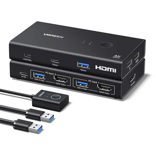 UGREEN HDMI KVM Switch USB Adapter 2PC 1 Monitor 4K@60Hz