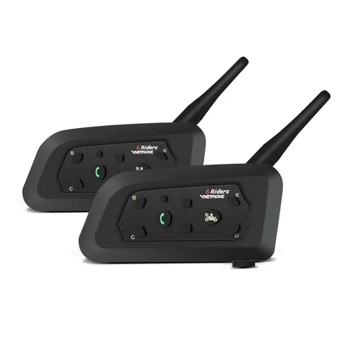 Tourtecs Funkgerät Set Intercom Motorrad Bluetooth Kommunikationssystem IK6 + Headset 2 S - Motorrad-Headsets mit Multi Pair Funktion für bis zu 6 Personen, 1200m Reichweite und 8 Stunden Sprechzeit - ideal für Gruppenfahrten.