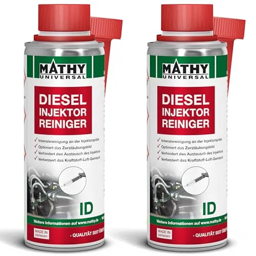 MATHY-ID Injektoren Reiniger Diesel (2 x 200 ml) - effektives Diesel Additiv zur Injektor Reinigung - Einfache Anwendung ohne Werkstattbesuch: Füllen Sie den Reiniger vor dem Betanken in den Tank. Spart teure Reparaturen und optimiert den Motorlauf. Qualität aus Deutschland mit über 80 Jahren Erfahrung in der Additiventwicklung.