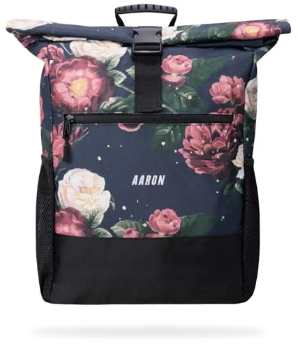 AARON Rolltop Rucksack Damen mit Laptopfach - Tagesrucksäcke für Uni und Reisen, flexibles Volumen von 18 bis 26 Litern und ergonomische Schultergurte für optimalen Tragekomfort.