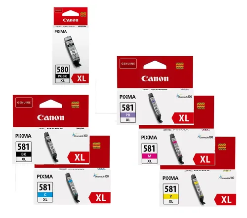Canon PGI-580XL + CLI-581XL Druckerpatronen 6er-Multipack - Tintenpatronen für brillante Druckergebnisse, XL-Größe für hohe Reichweite und kompatibel mit PIXMA-Modellen. Ideal für umfangreiche Druckaufträge.
