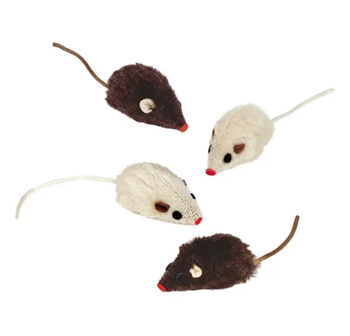 Nobby Tierkuscheltier Plüschmaus mit Rassel 5 cm, 4 Stück