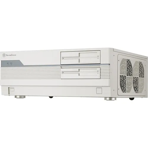 SST-FLP01W HTPC-Gehäuse creme - PC-Gehäuse mit 1x 5,25 Zoll externem und 1x 3,5 Zoll internem Einbauschacht, ideal für stilvolle Home Theater PCs.