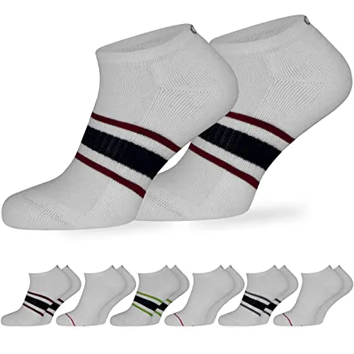 OCERA Retro Tennis Sneaker Socken für Damen & Herren – 6 Paar Sport Socken mit Hohem Baumwollanteil, Ideal für Sport & Freizeit weiss 43-46