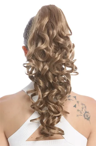 Zopf Pferdeschwanz dezent edel gelockt Braun-Mix sehr lang ca. 50 cm SA09-16/8