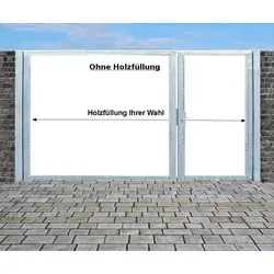 Einfahrtstor Qas 2-flügelig 300cm x 160cm - Doppelflügeltor aus verzinktem Stahl, robust und wartungsarm, ideal für Einfahrten und Gärten.