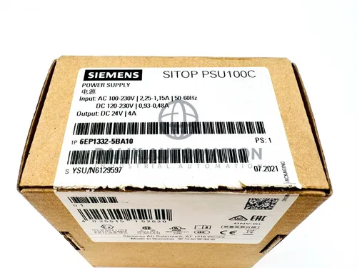 Siemens Simatic 6EP1332-5BA10 SITOP PSU100C 24 V/4 A - Bediengeräte & Interfaces, zuverlässige Stromversorgung für industrielle Anwendungen mit 24 V und 4 A Leistung.